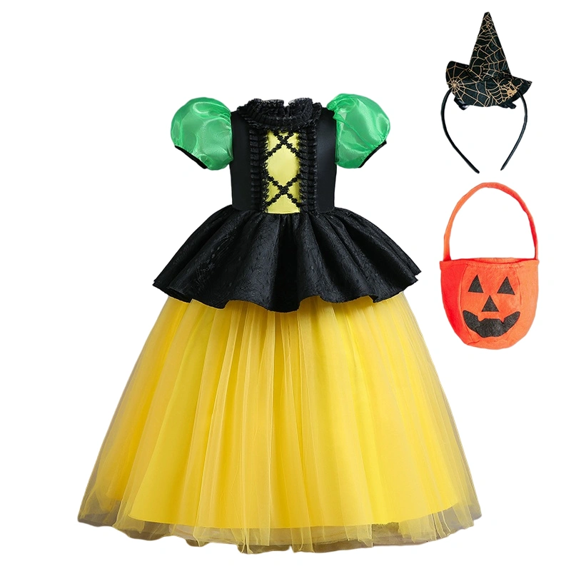 Girl‘’s Dress, Puff Short Sleeve Layering Stitching Princess Dress