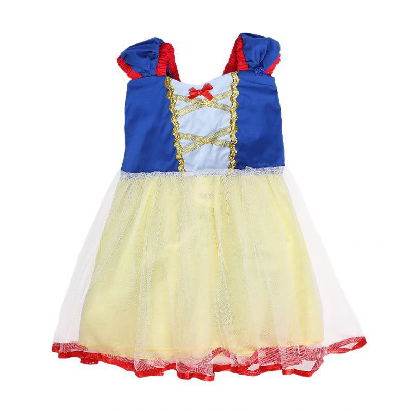 Girls Princess Dress, Color-Contrast Square Neck Mesh Sleeveless Dress