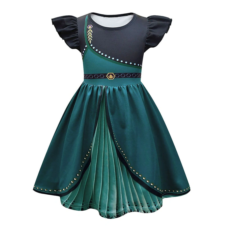 Kids Girls Princess Dress Fly Sleeve Crew Neck Patchwork Cosplay Dress