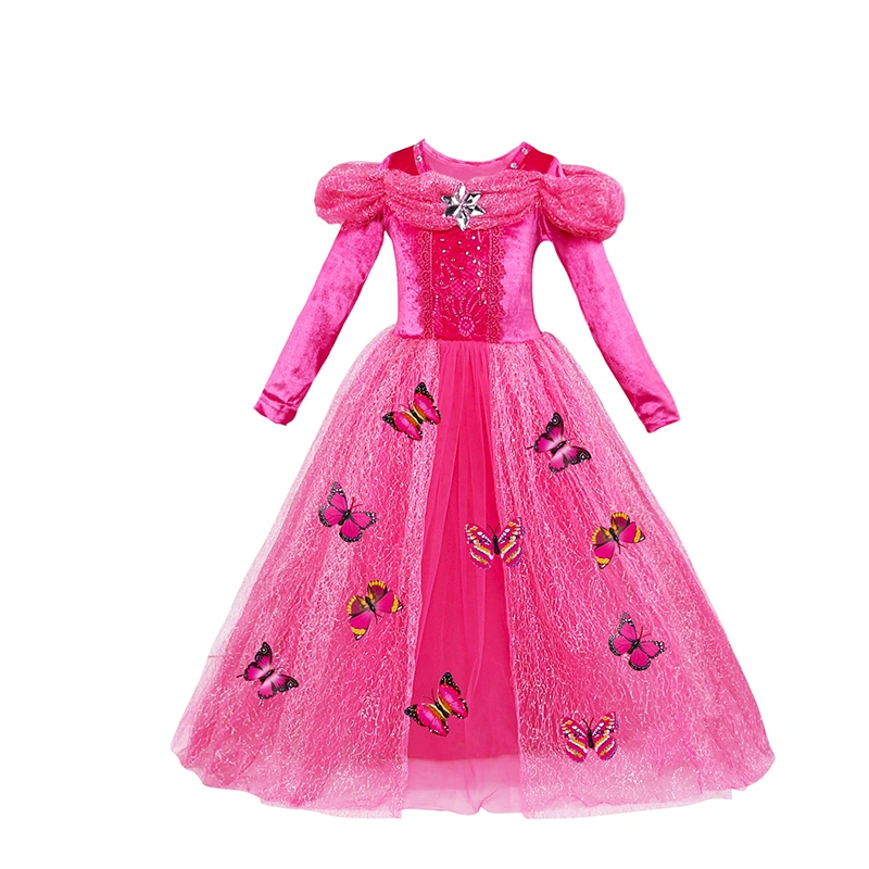 Girls Princess Dress, Kids Rhinestones Tulle Long Sleeve Bubble Dress