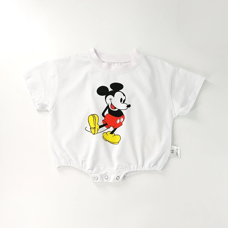 Baby Boys Girl Romper Short Sleeve Round Neck Mouse Print Romper 