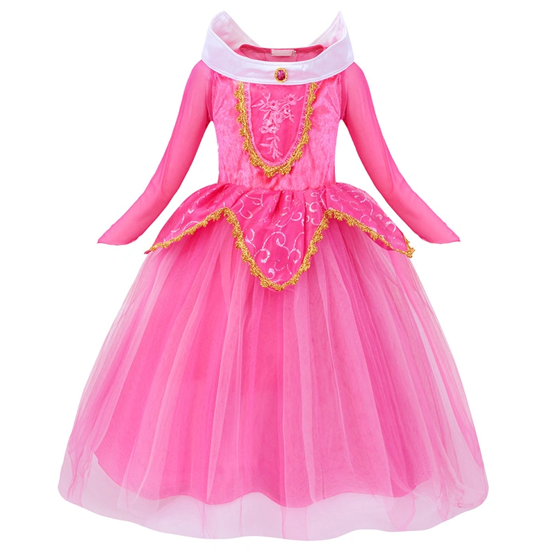 Girls Princess Dress, Round Collar Long Sleeves Layered Bubble Skirt