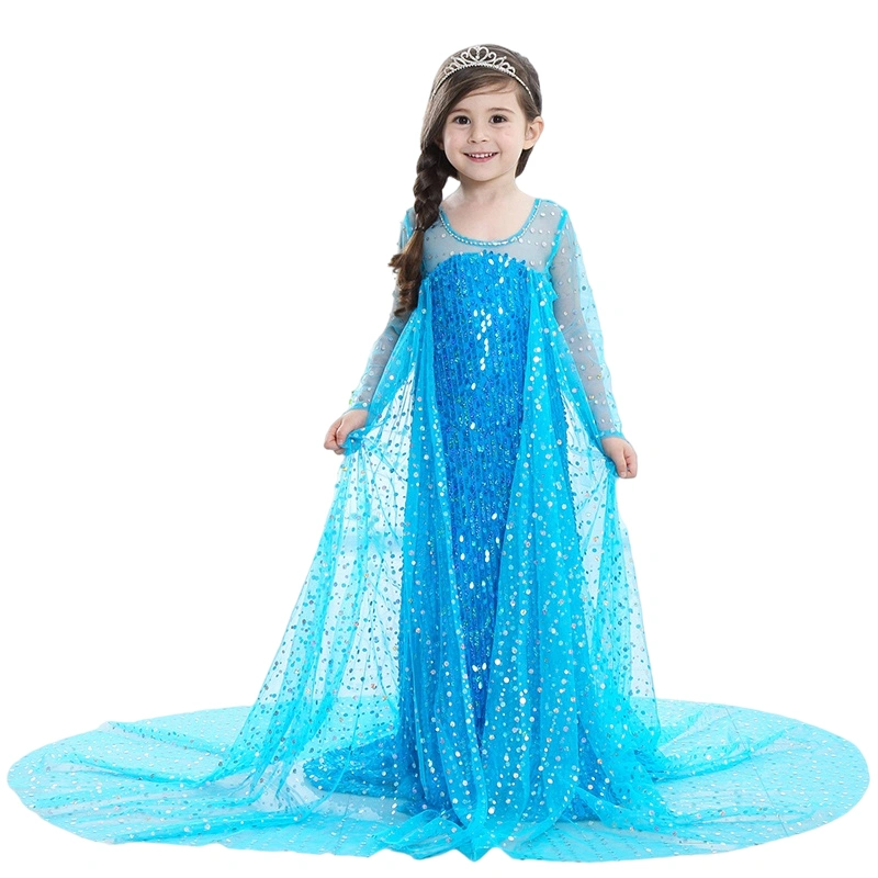 Kids Baby Party Dress Sequin Long Sleeve Mesh Princess Gowns and Cape