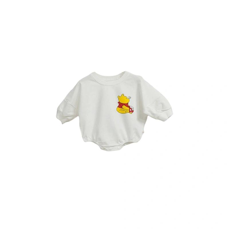 Baby Girl Boy Sweatshirt Romper, Cartoon Print Long Sleeve Jumpsuit