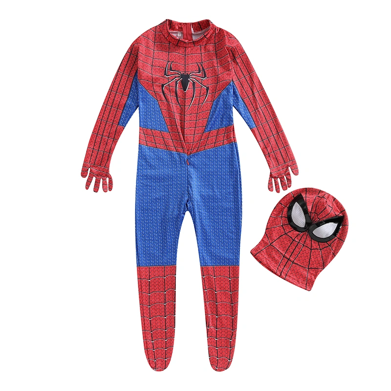 Kids Halloween Long Sleeve Spiderman Cosplay Costume with Headgear