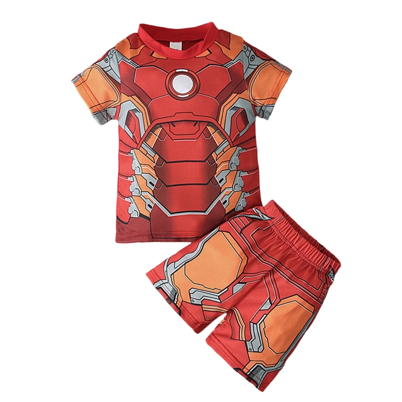 Boys Summer Pajamas Cartoon Short Sleeve T-Shirt and Elastic Shorts