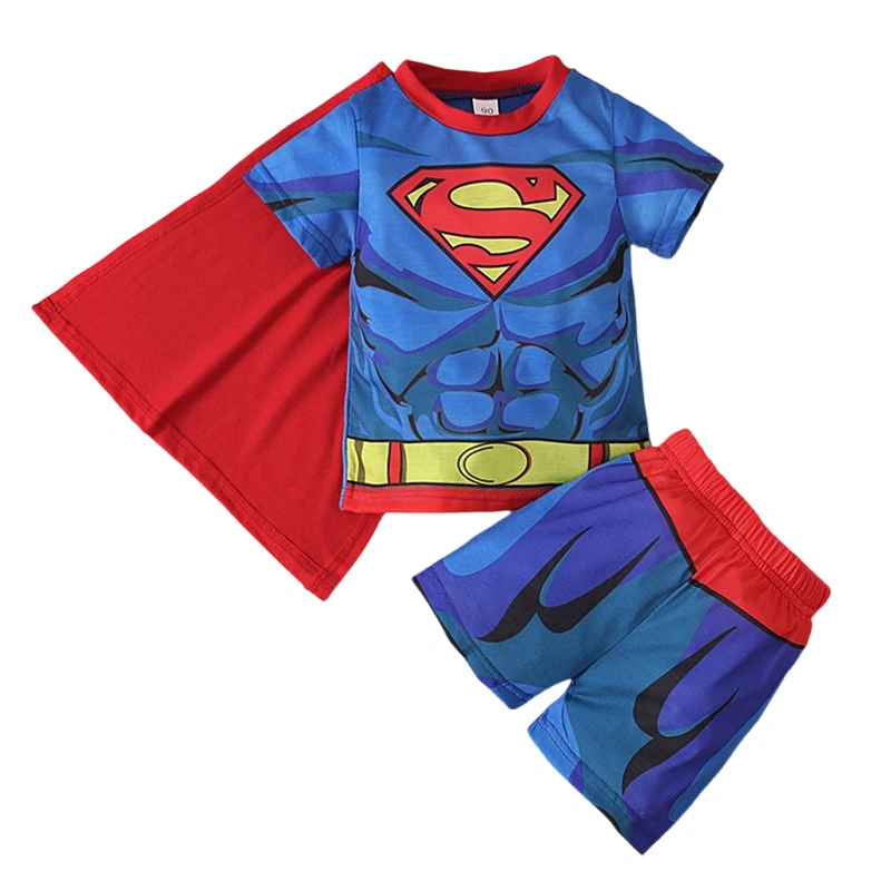 Boy Summer Outfits T-Shirt + Shorts + Cape Set Halloween Costume