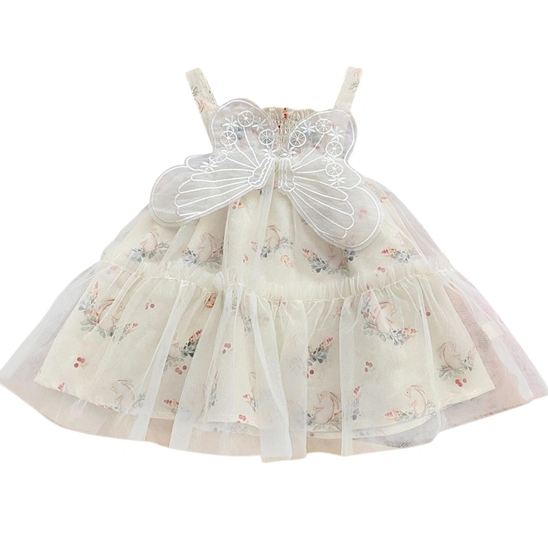 Baby Girls Butterfly Dress Casual Sleeveless Princess Tulle Dresses 