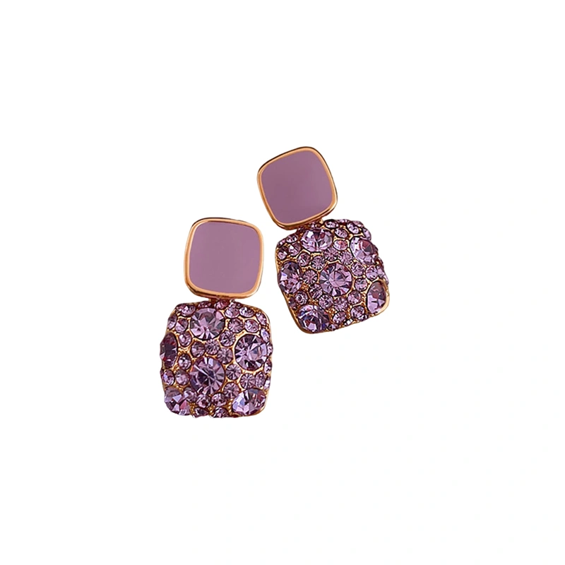 Shine Rhinestone Earrings for Women, Temperament Square Earrings