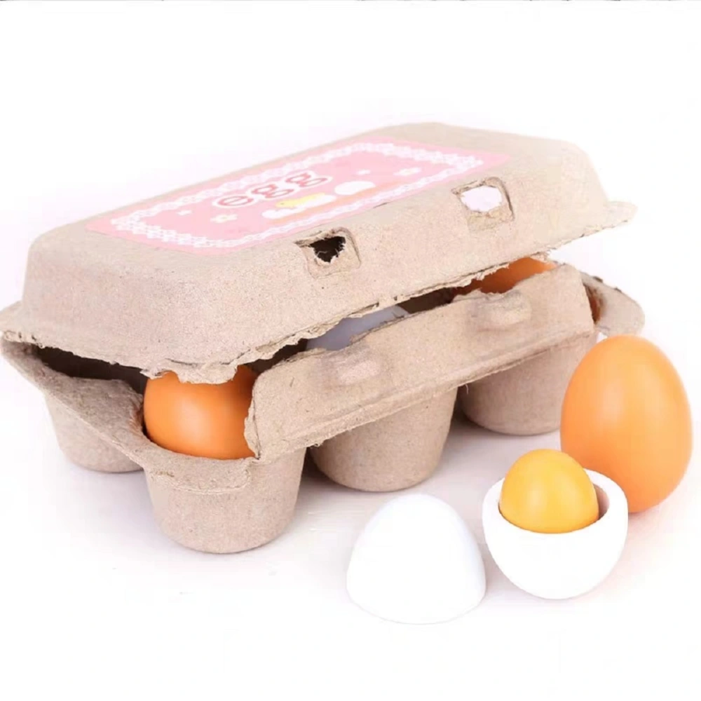 6Pcs/Packet Baby Kids Simulated Toys Funny Wooden Eggs Kitchen Cooking Toy