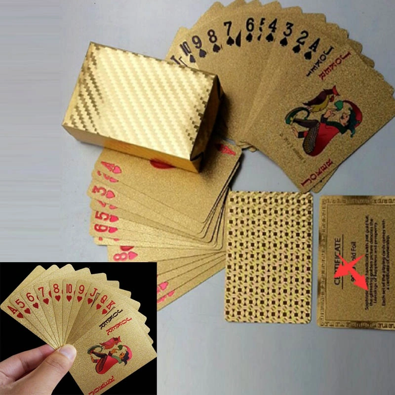 Playing Cards Gold Foil Appearance Plastic Waterproof Cards Party Supplies