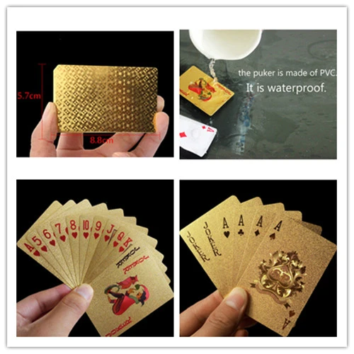 Playing Cards Gold Foil Appearance Plastic Waterproof Cards Party Supplies