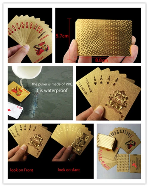Playing Cards Gold Foil Appearance Plastic Waterproof Cards Party Supplies