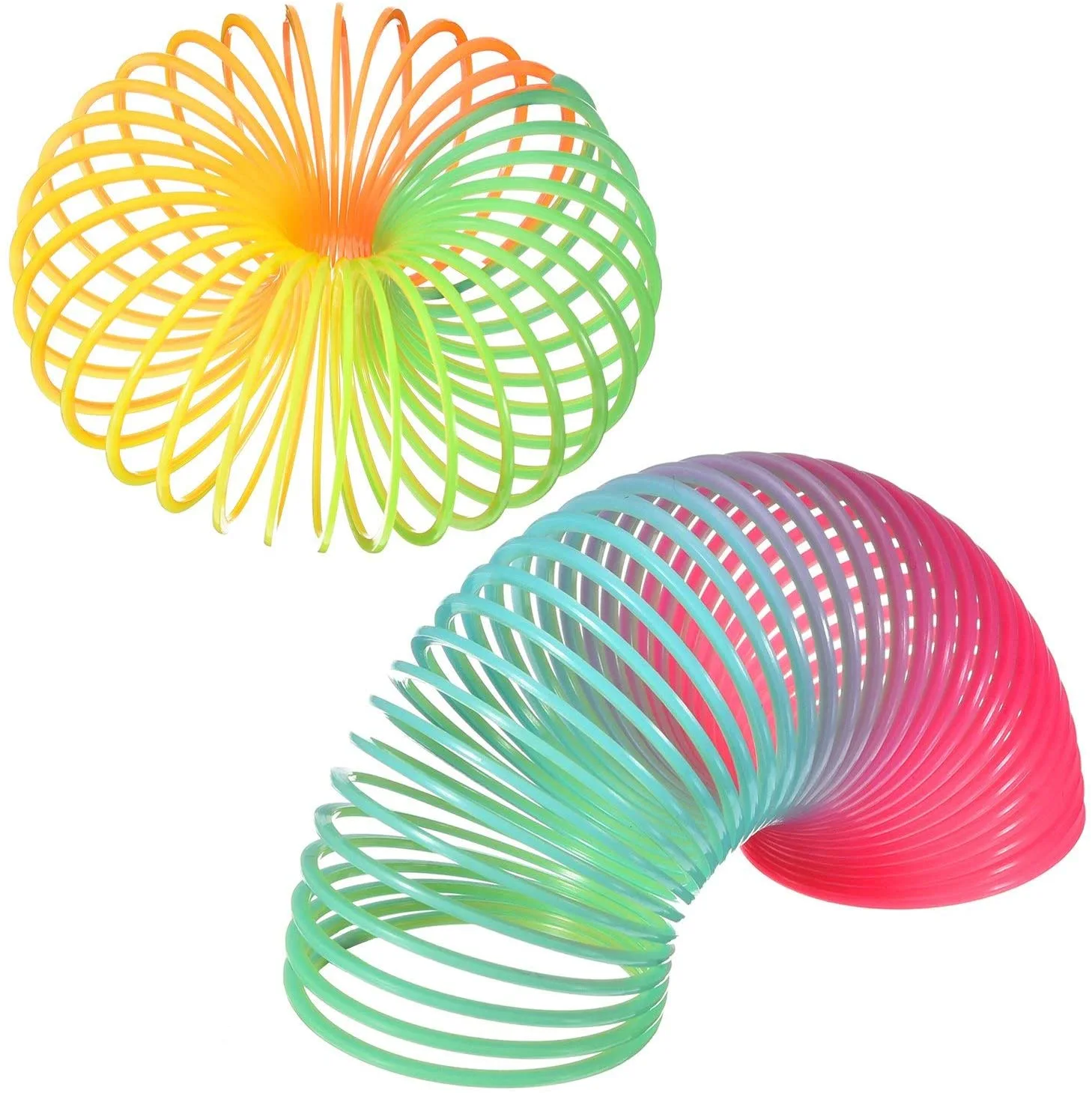 Rainbow Spring Toy Novelty Colorful Plastic Ring Pull Toy Party Prizes