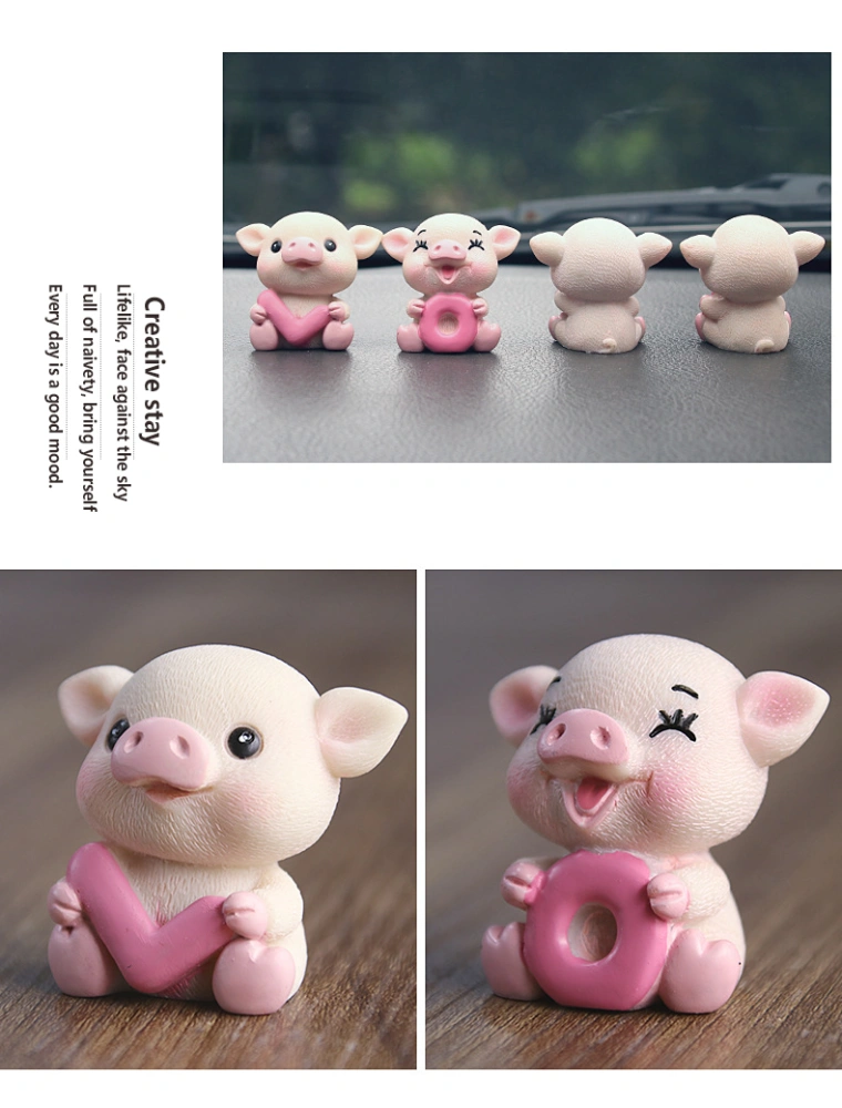 4 Pieces Pig Mascot Love Smile Pig Toys, Car Dashboard Mini Ornament