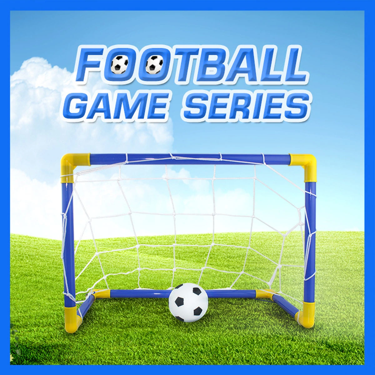 Indoor Football Toy Folding Mini Soccer Ball Goal Post Net Set Child Sport Game