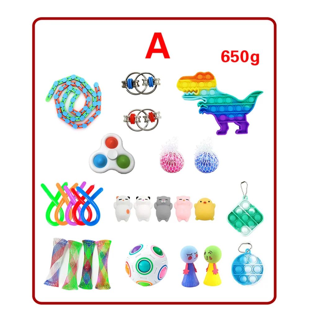 Sensory Fidget Toy Set with Colorful Push Pop, Magic Chain Game