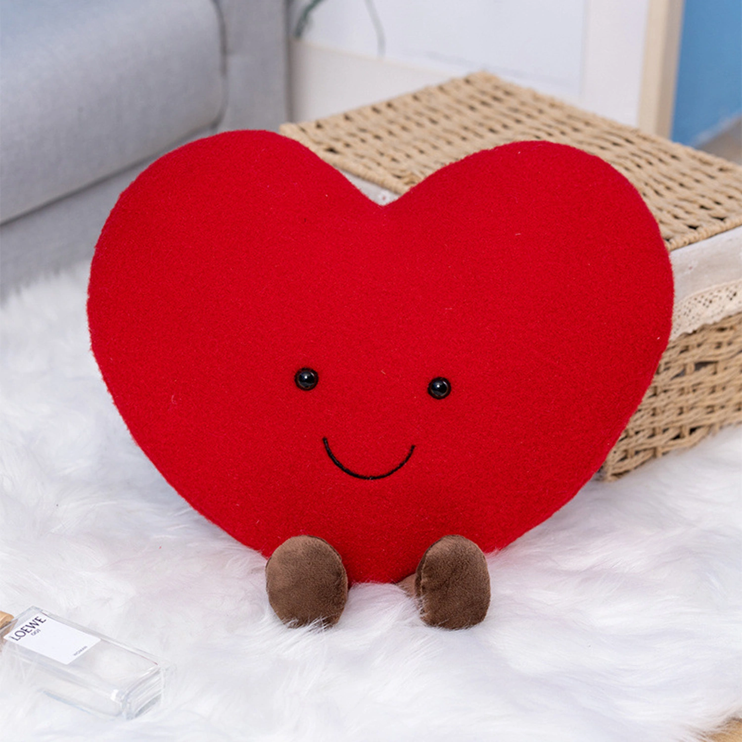 Heart Throw Pillow, Super Soft Cartoon Cushion with Angel Wings/Feet