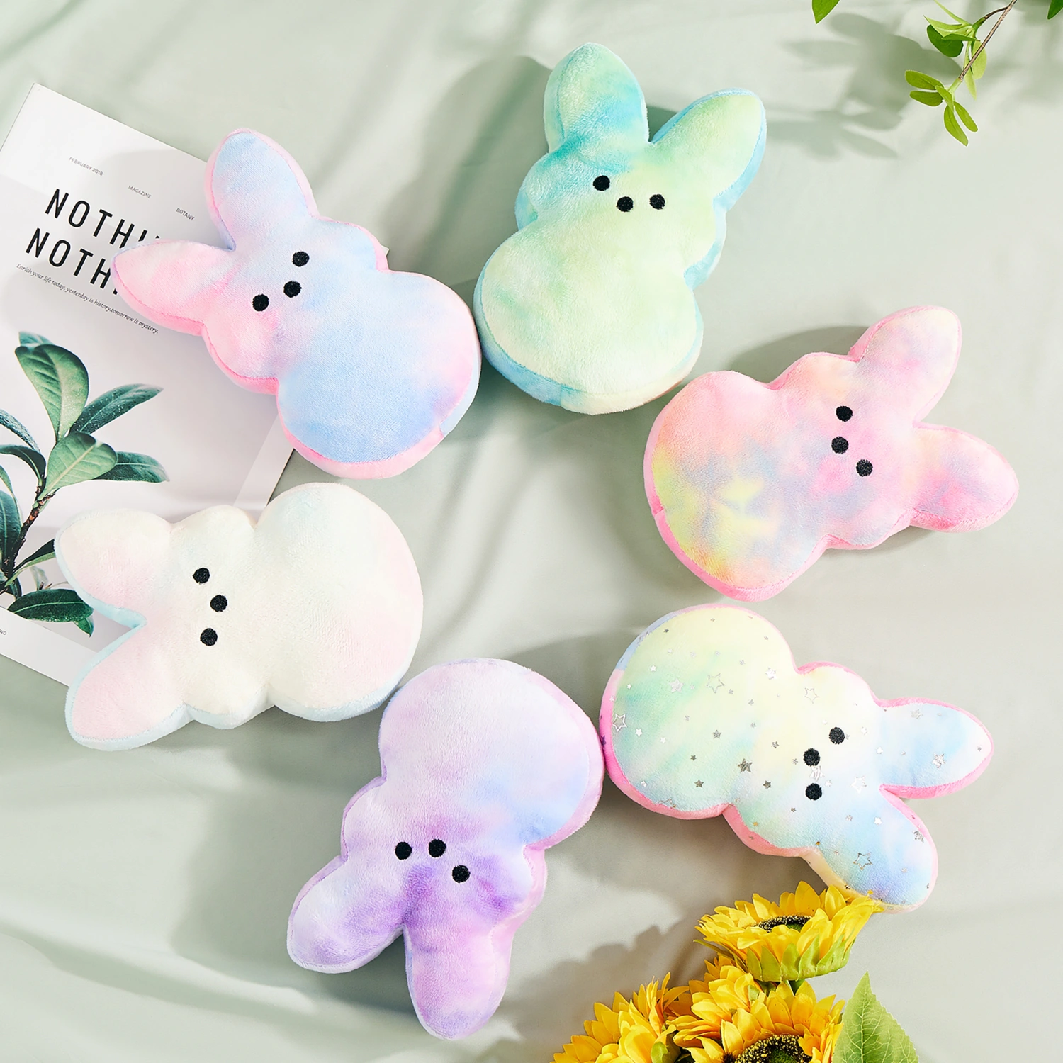 Colorful Easter Bunny Dolls Stuffed Plush Animal Toys Throw Pillow
