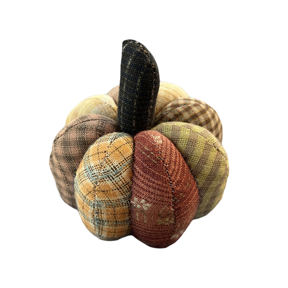 Fabric Artificial Pumpkins Set, Fall Harvest Plaid Pumpkin Decorations