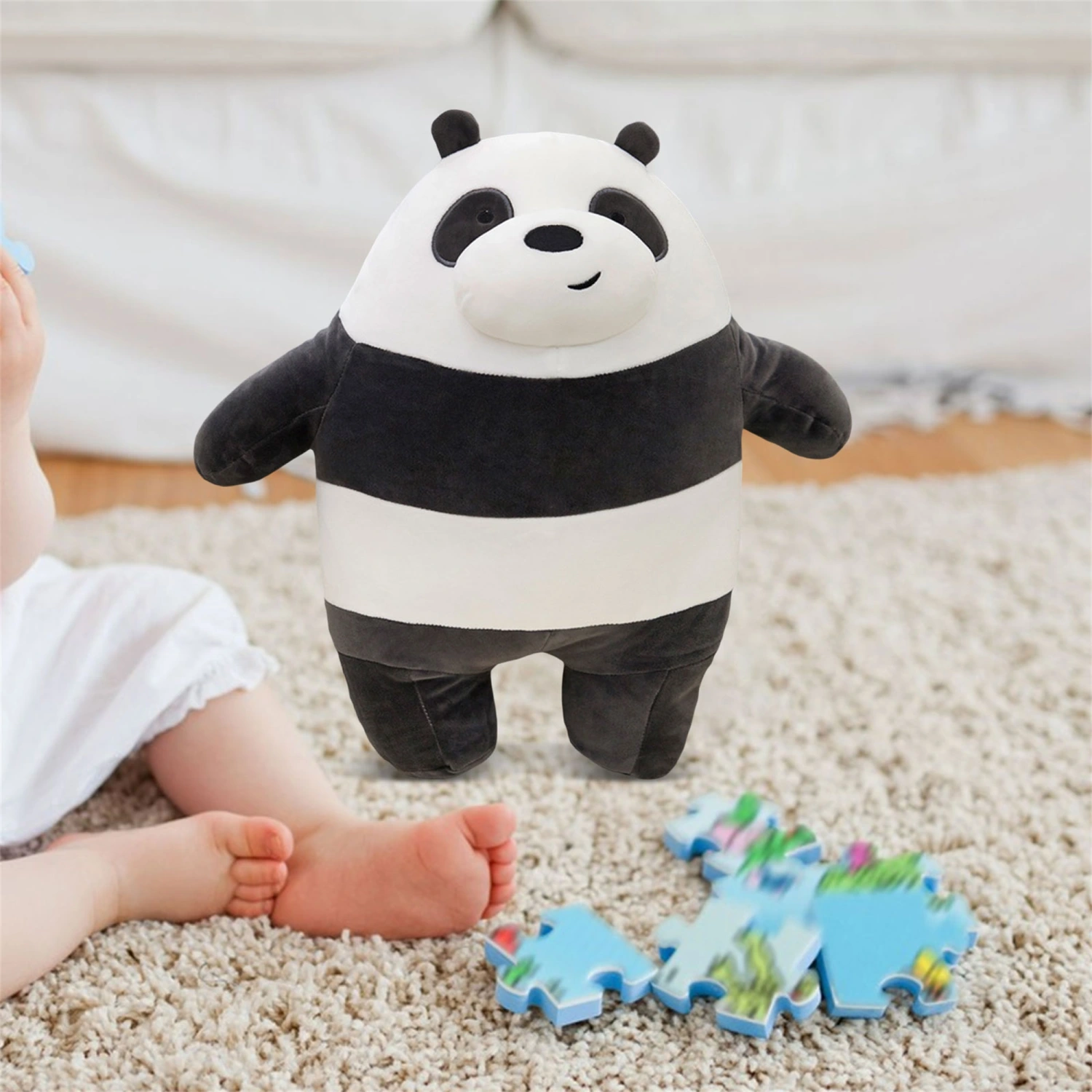 Cartoon Bear/Panda Plush Doll, Cute Soft Throw Pillow Stuffed Toy