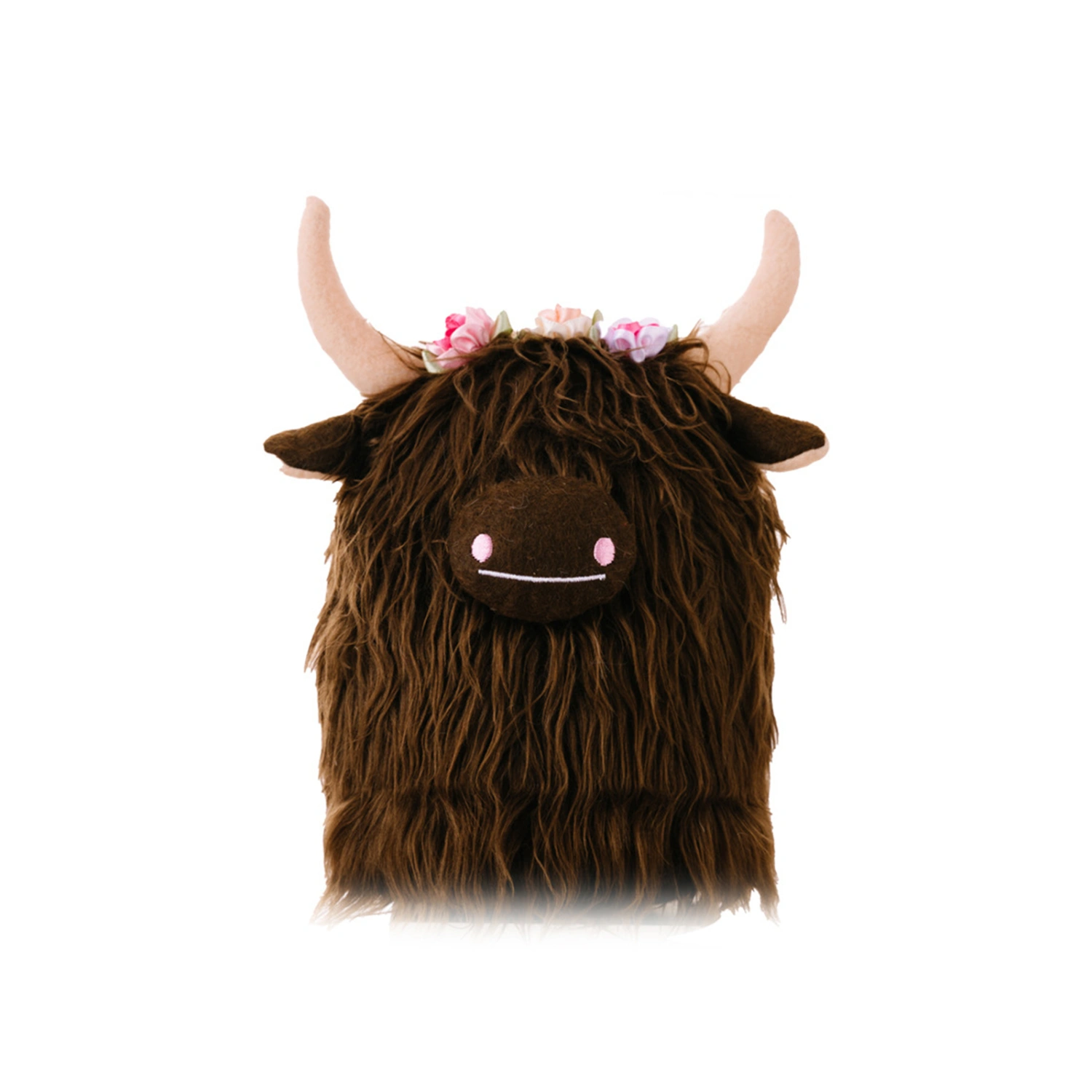Highland Cow Stuffed Animals Fluffy Cow Plush Toys Gnome with Flowers