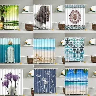 Shower Bathroom Decoration Leaf Tree Printed Mould Proof Curtain