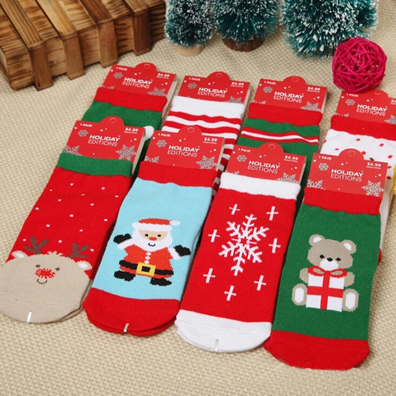 Children's Warm Stockings Winter Leisure Cute Christmas Pattern Printing Socks