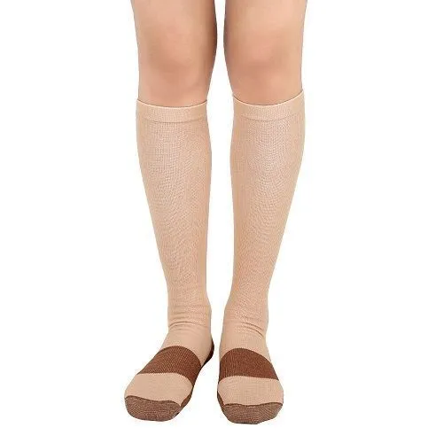 Unisex Anti-fatigue Copper Compression Socks Soft Pain Relief Patchwork Stocking