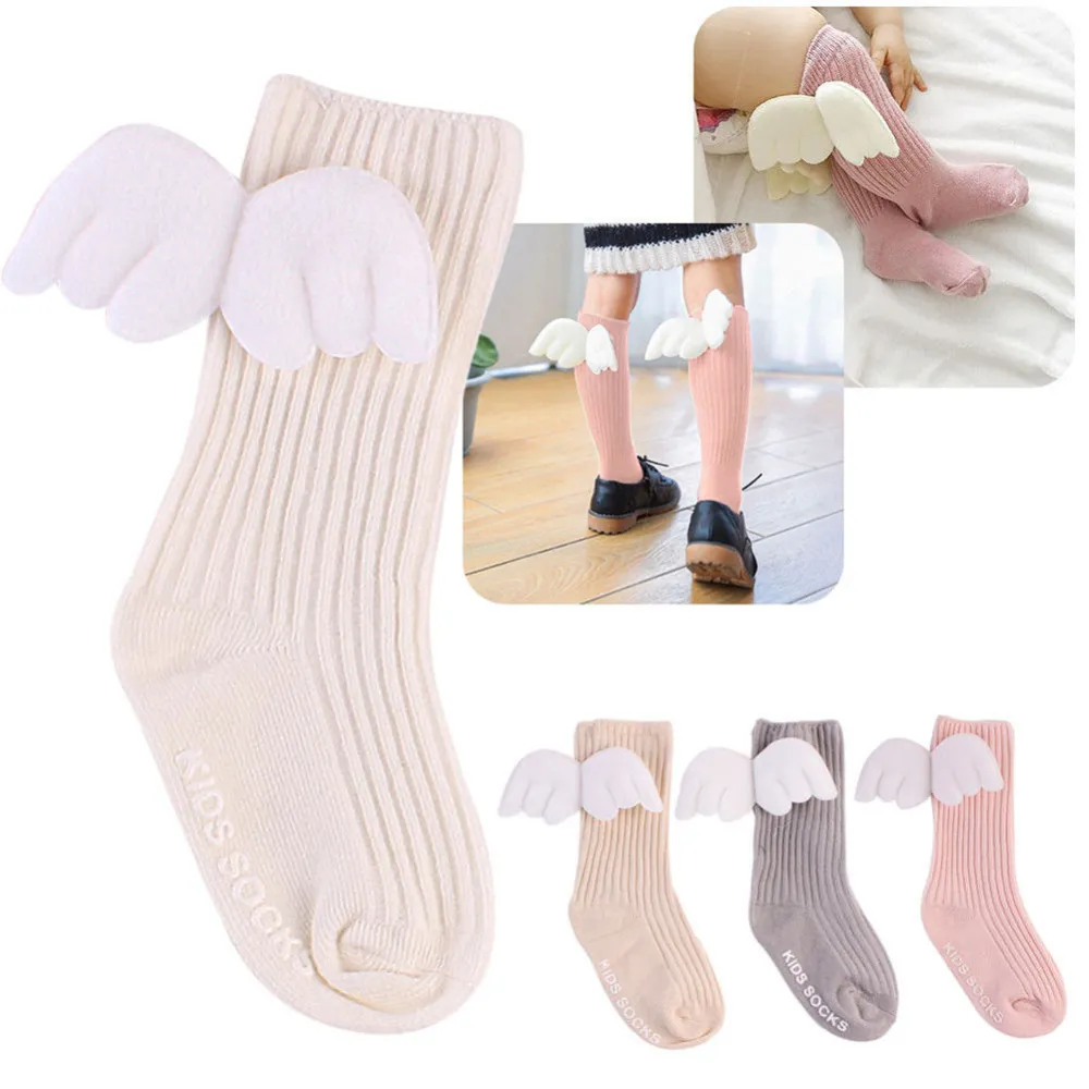 Girls Angel Wing Socks, Infant Warm Stockings, High Leg Sock