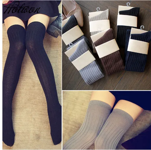 Women Knitted Cotton Stocking Stretch Thigh High Socks Thread Crochet Leggings