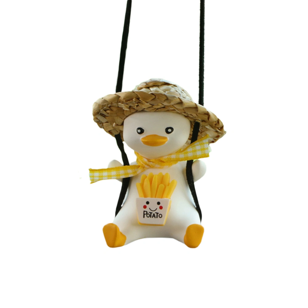 Car Flying Duck with Cap, Swinging Cute Cartoon Animal Ornament