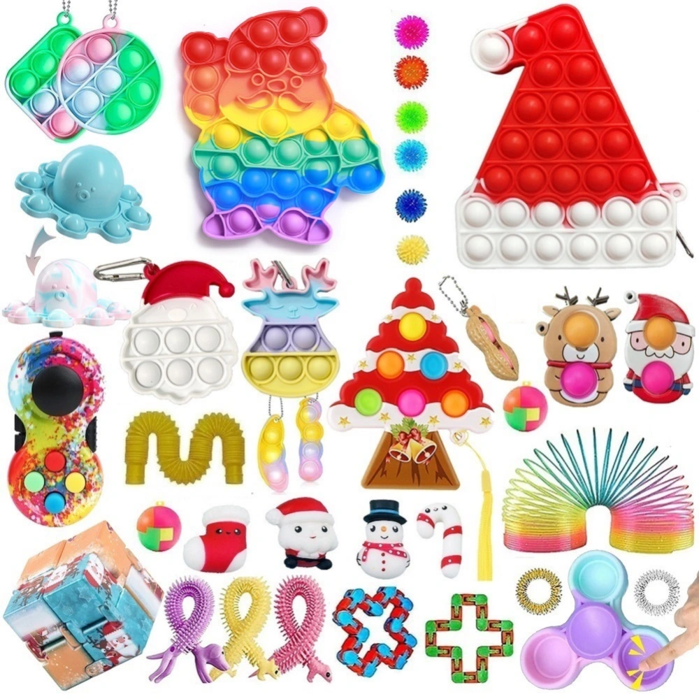 Press Type Decompression Toy Set, Christmas Silicone Sensory Toys