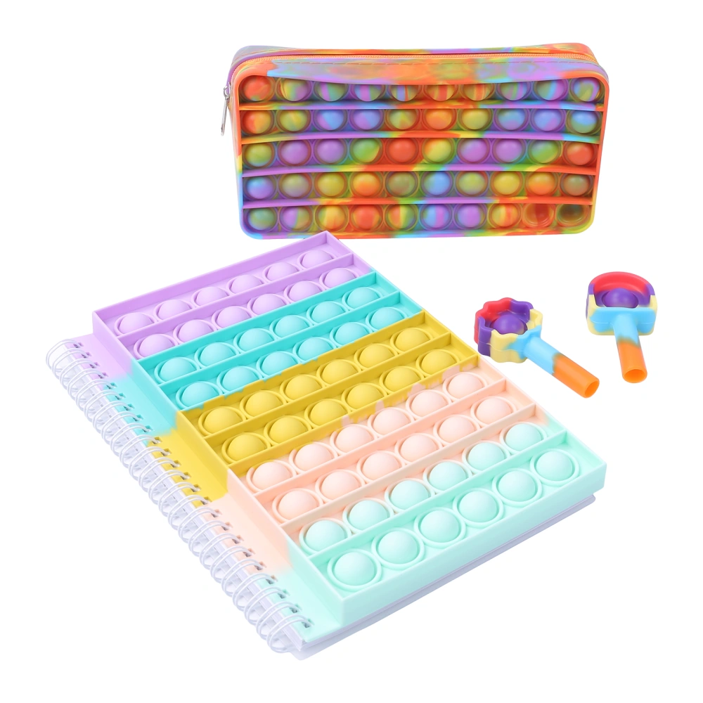 Fidget Toys Set, Bubble Notebook with Pencil Case and Pen Caps Set