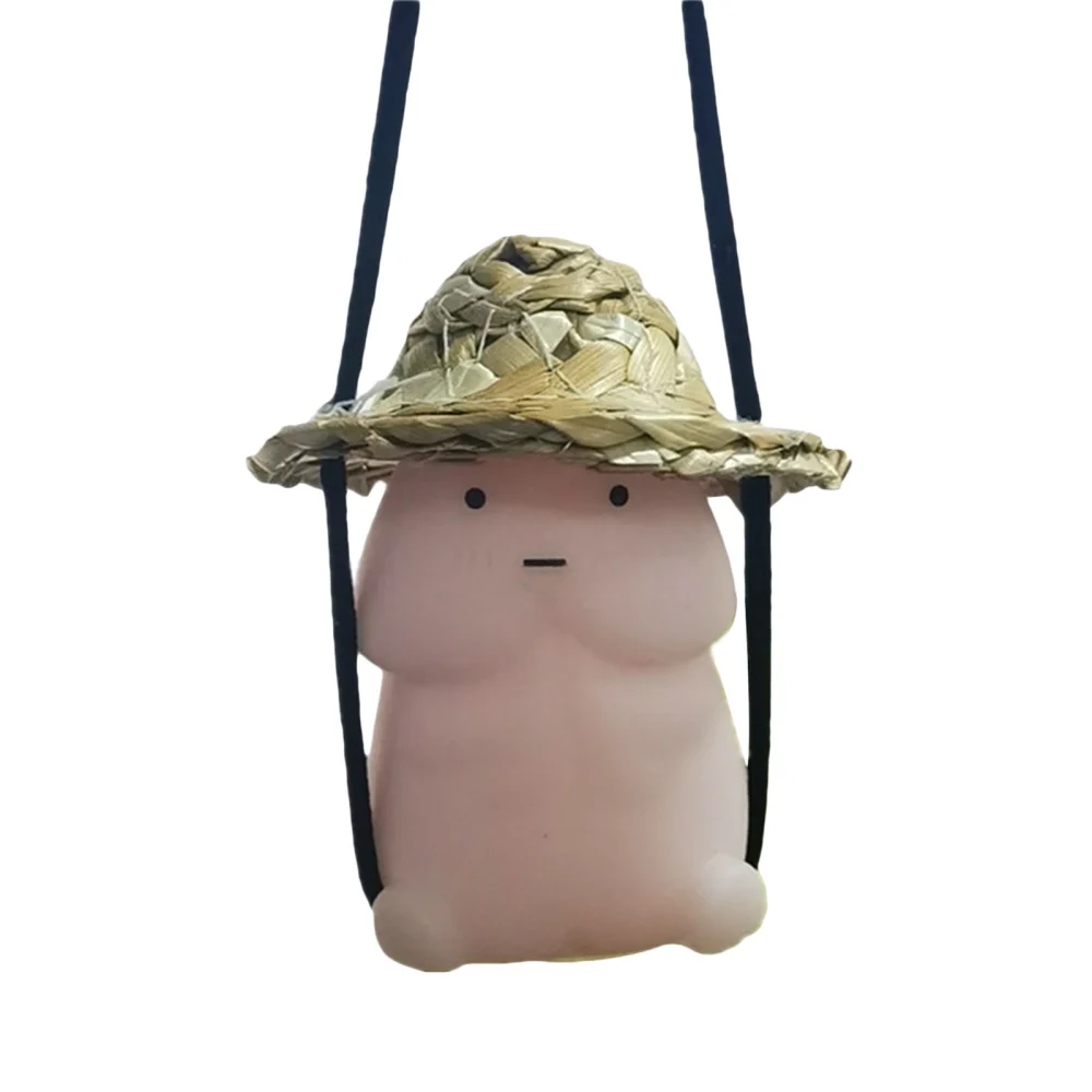 Swinging Straw Hat Cartoon Pendant, Hanging Ornament for Car