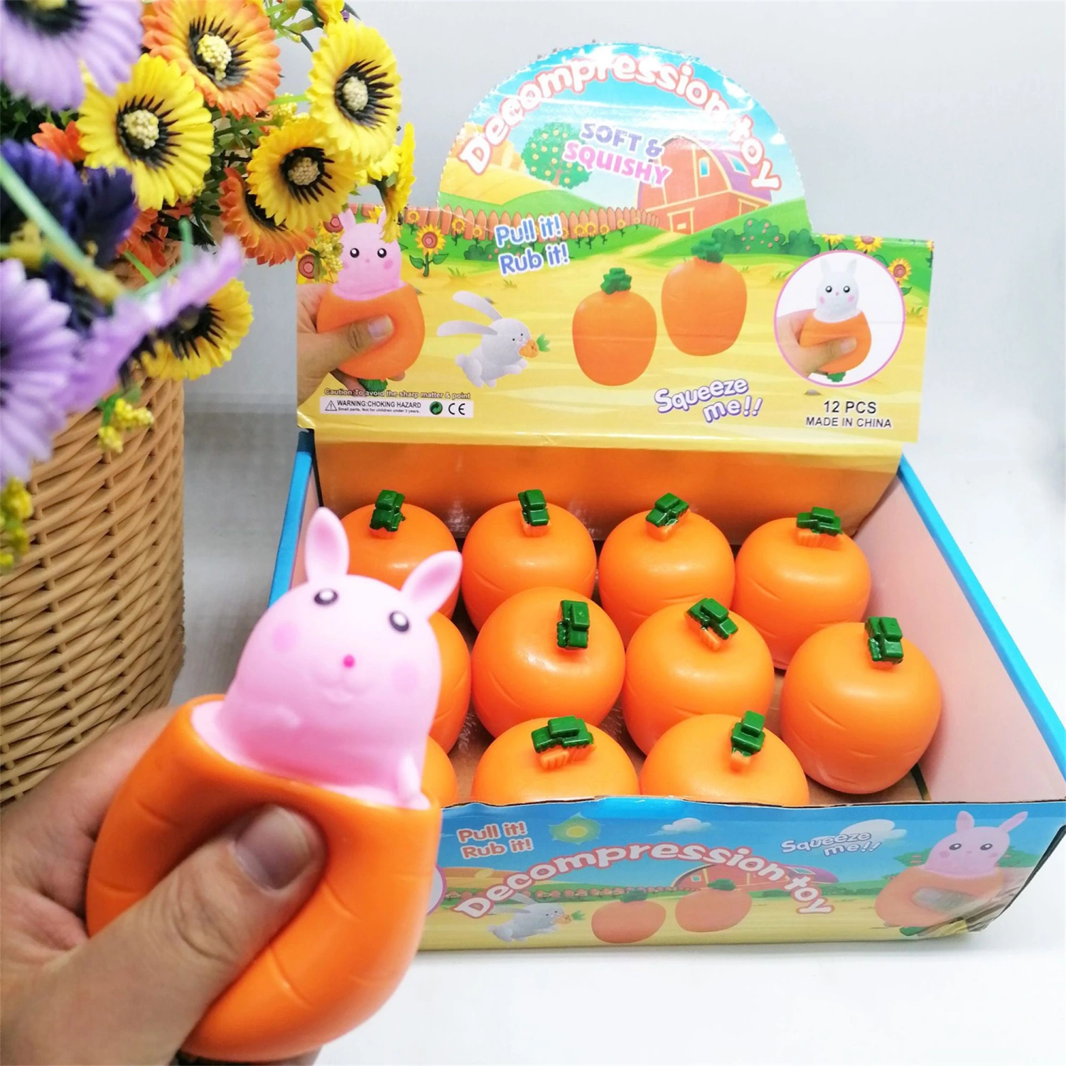 Cute Rabbit Radish Squeeze Toys Easter Fidget Toys Sensory Toys