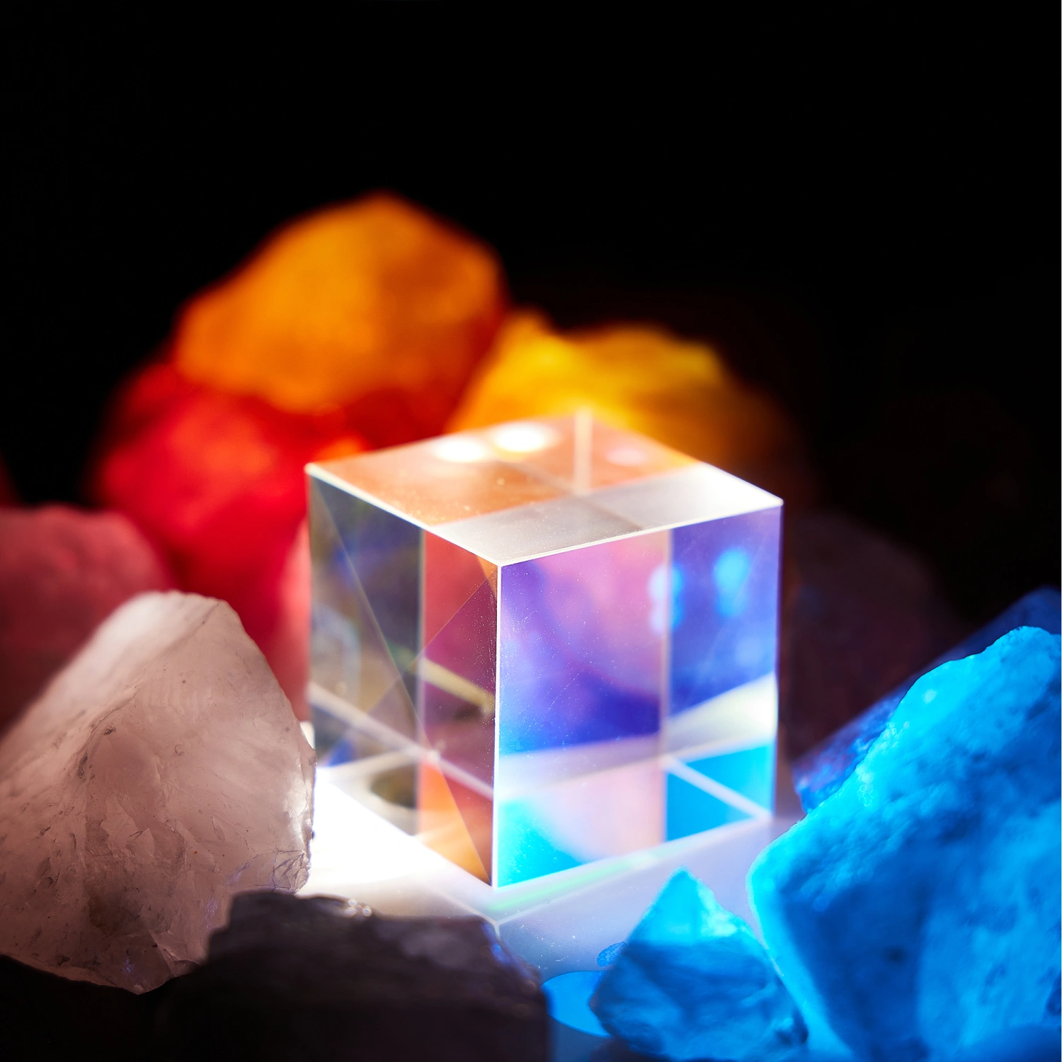 Glass Prism Cube Crystals Suncatcher Rainbow Maker Desktop Ornaments 