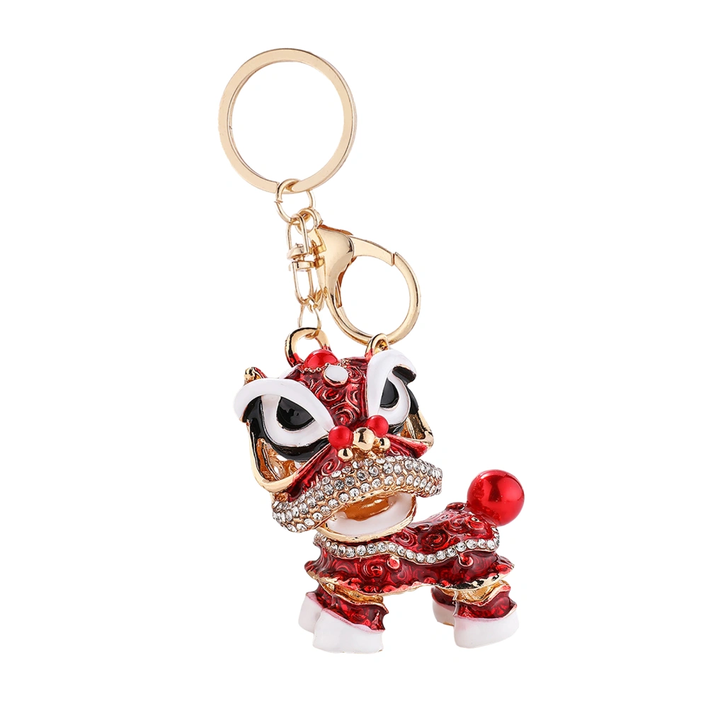 Chinese Lion Keychain Rhinestone Lion Keychain Backpack Charms