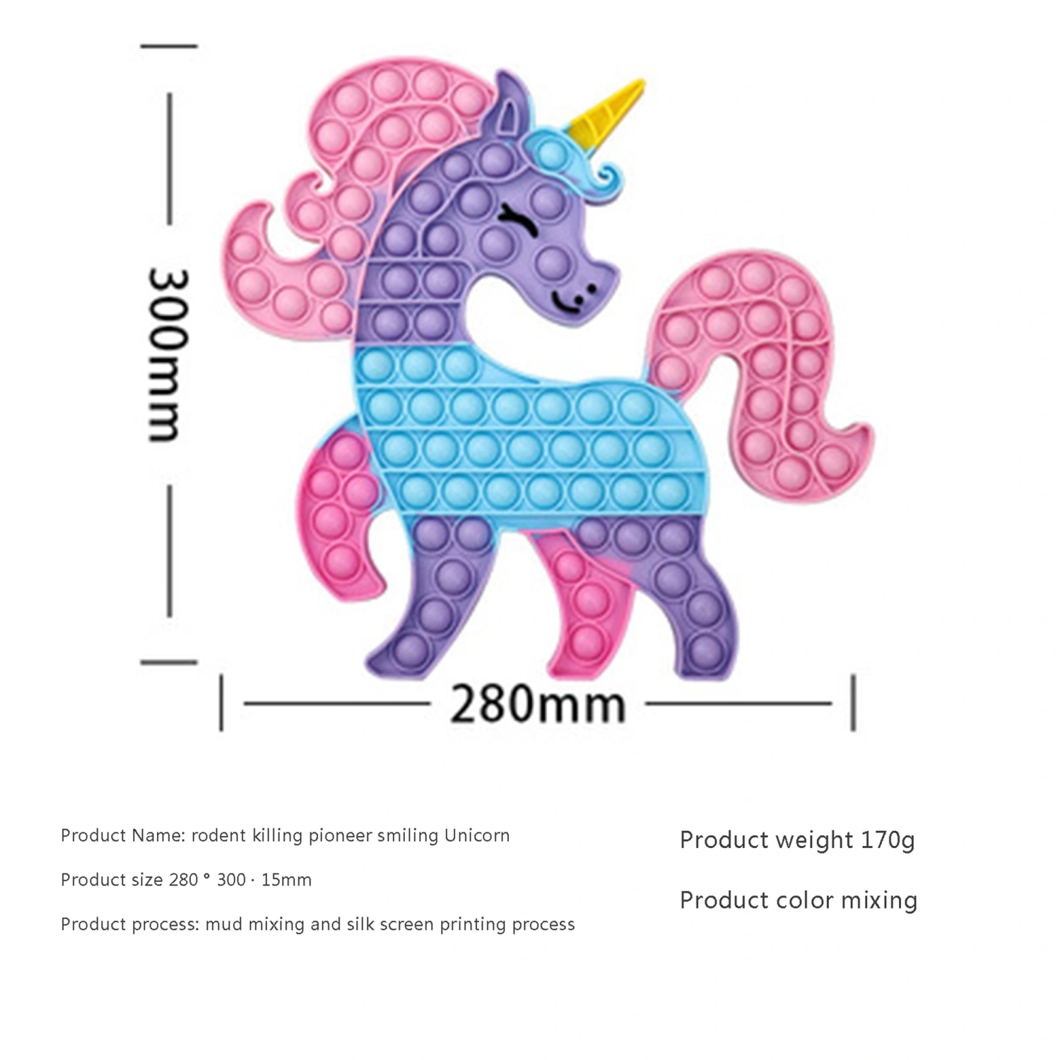 Bubble Fidget Toy, Ice Cream Chameleon Horse Shaped Stress Relief Toy