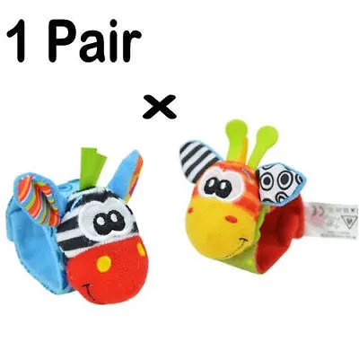 Baby Rattles Wrist Band, Cute Donkey Shaped Stick On Plush Band Toys