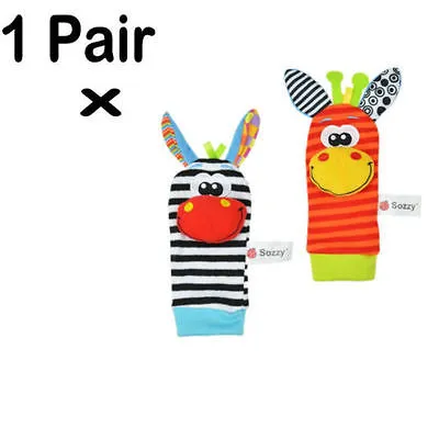 Baby Rattles Wrist Band, Cute Donkey Shaped Stick On Plush Band Toys