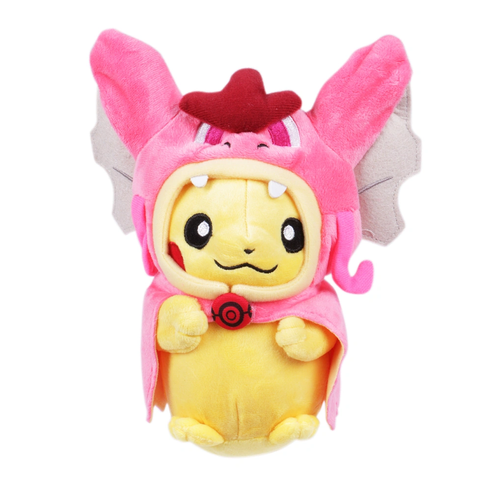 Little Kids Plush Toys, Open/Closed Mouth Fire Dragon Pikachu with Cloak Dolls