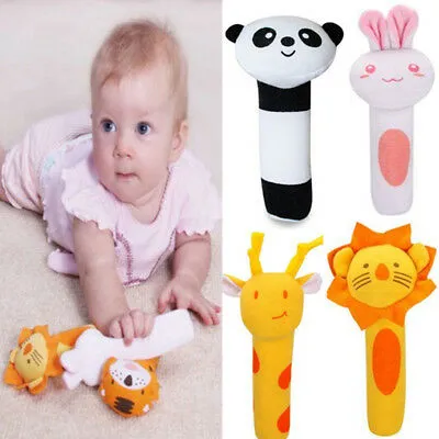 Baby Rattles Toys, Colorful Animal Bell Soft Baby Sensory Rattles Toys