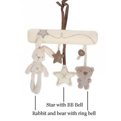 Baby Cute Plush Cradle Toy, Rabbit+Stars+Bear Musical Decoration Toy