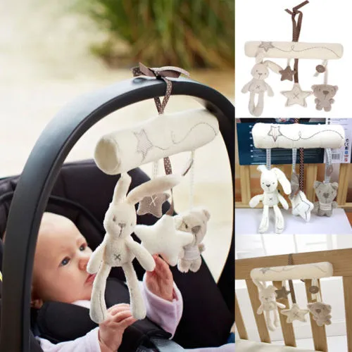 Kids Rattles Toys, Cute Rabbit Bear & Stars Straps Hanging Ring Rattles Toys