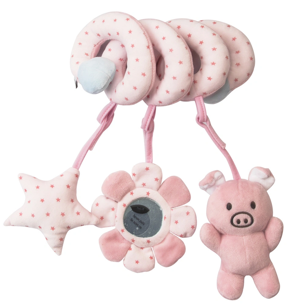 Baby Bed Plush Toy Pig/Elephant/Rabbit Rattle Toy Car Seat Hanging Doll