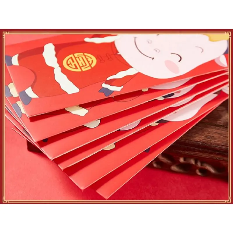 2021 Chinese Ox Year Hong Bao Lucky Money Pockets Coins Bag, 6 Pcs / Pack