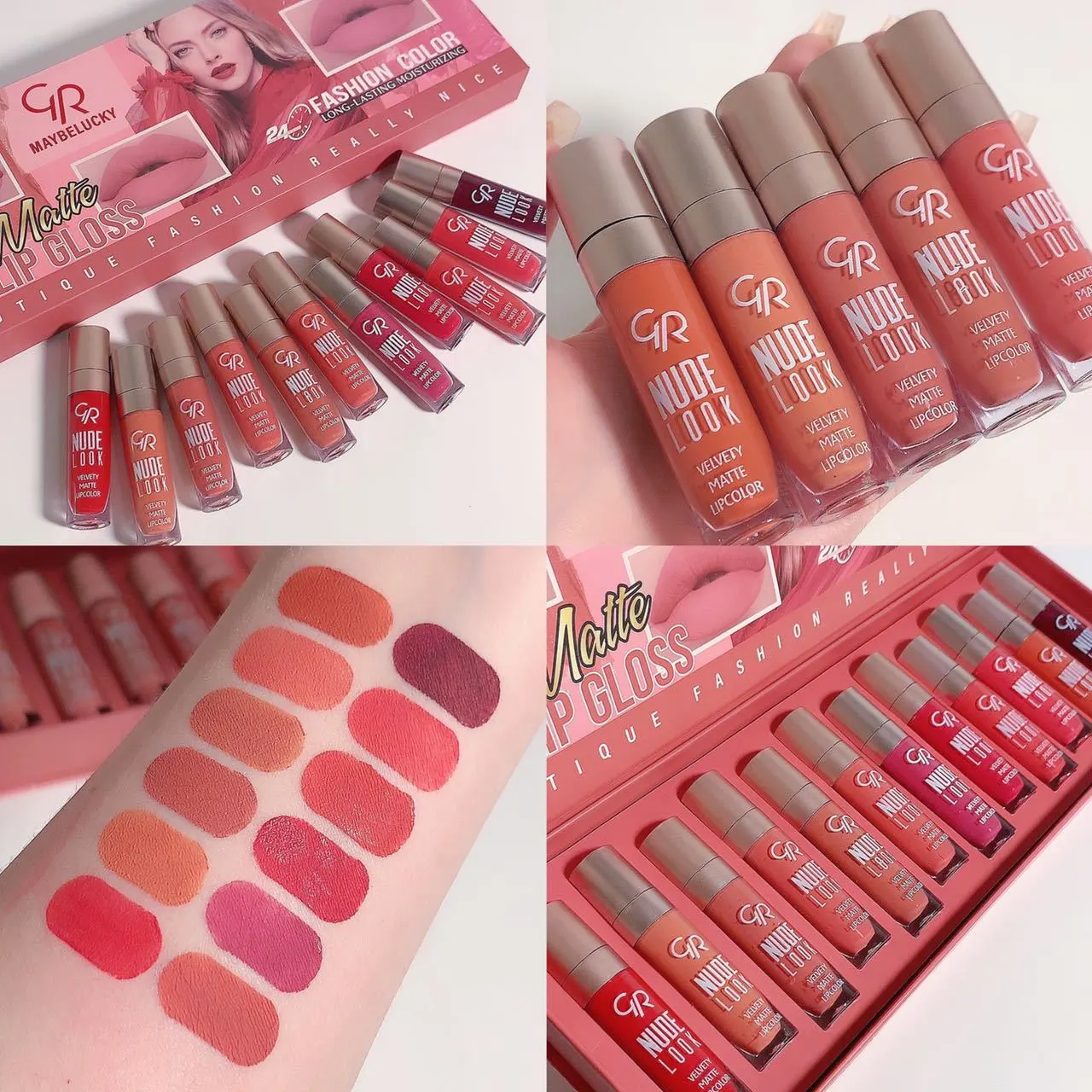 12pcs Lip Gloss Set Long Lasting Moisturizing Matte Liquid Lipstick 