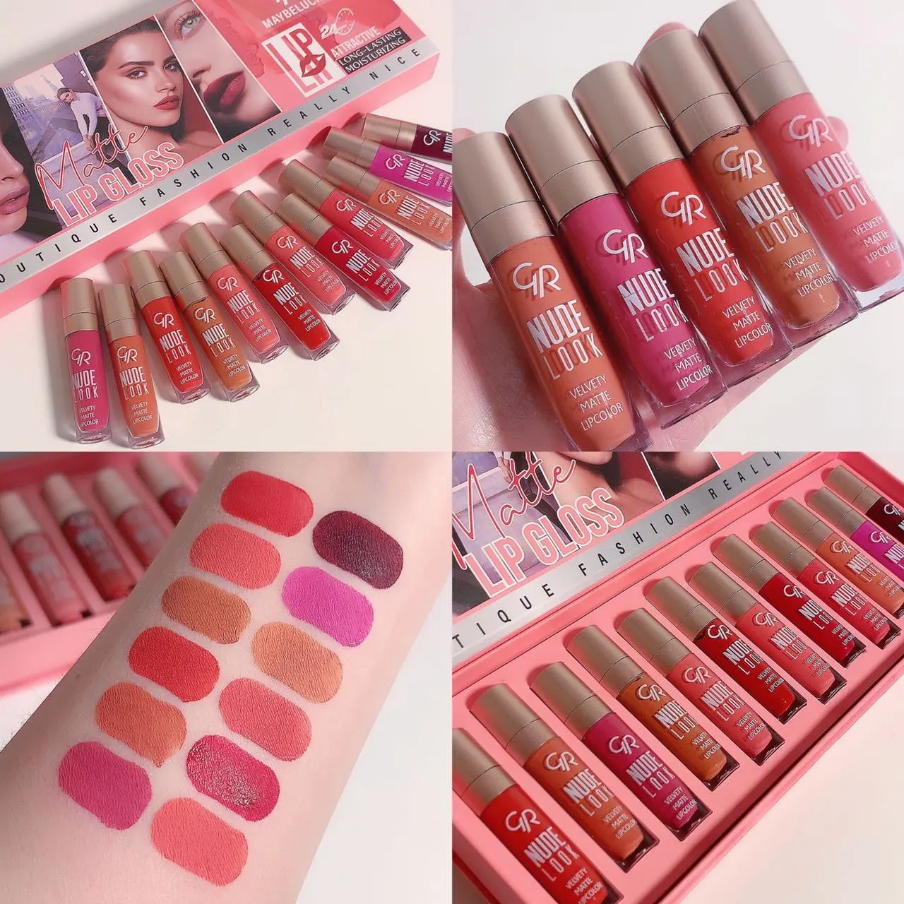 12pcs Lip Gloss Set Long Lasting Moisturizing Matte Liquid Lipstick 