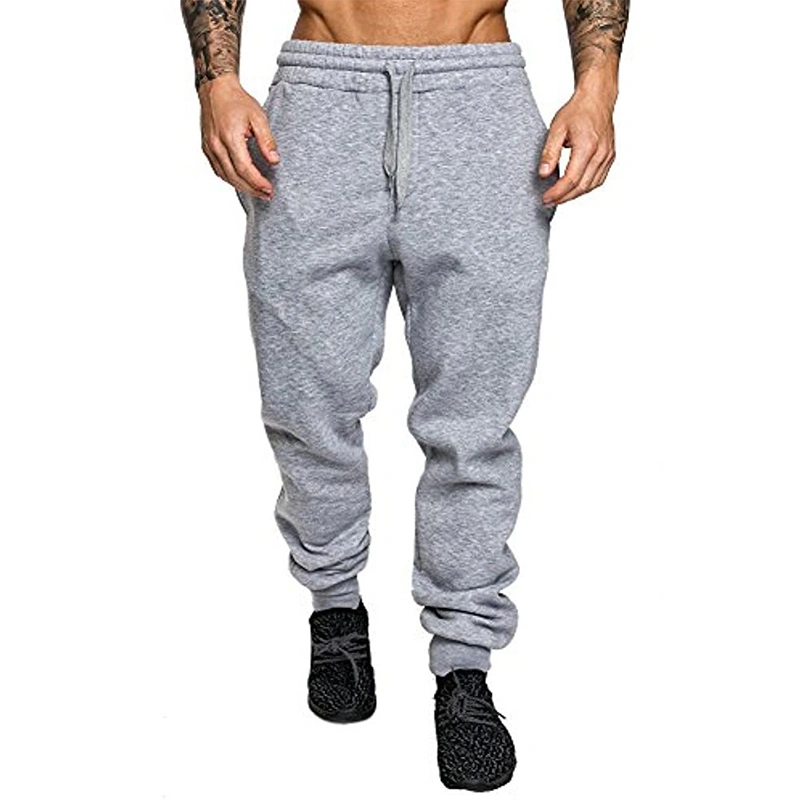 Men Drawstring Pants High Waist Side Pocket Slimming Jogger Trousers